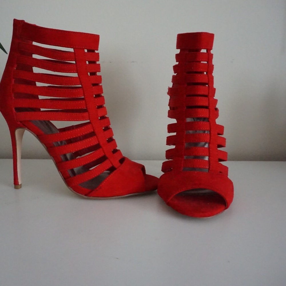 Vibrant Red Sandal Heels